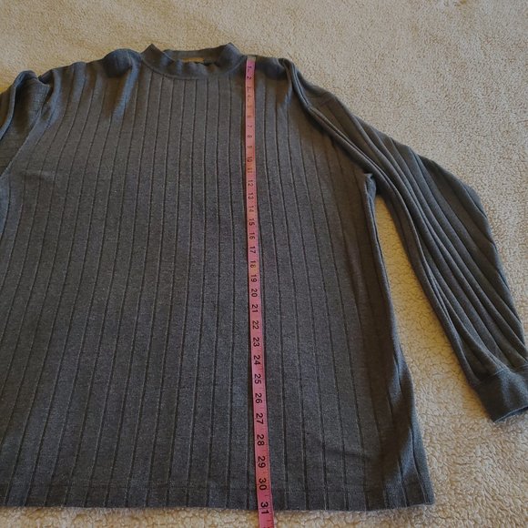 Men's Haggar Clothing Co. Charcoal Gray Mock Turtleneck Shirt, Size Large - Picture 7 of 7